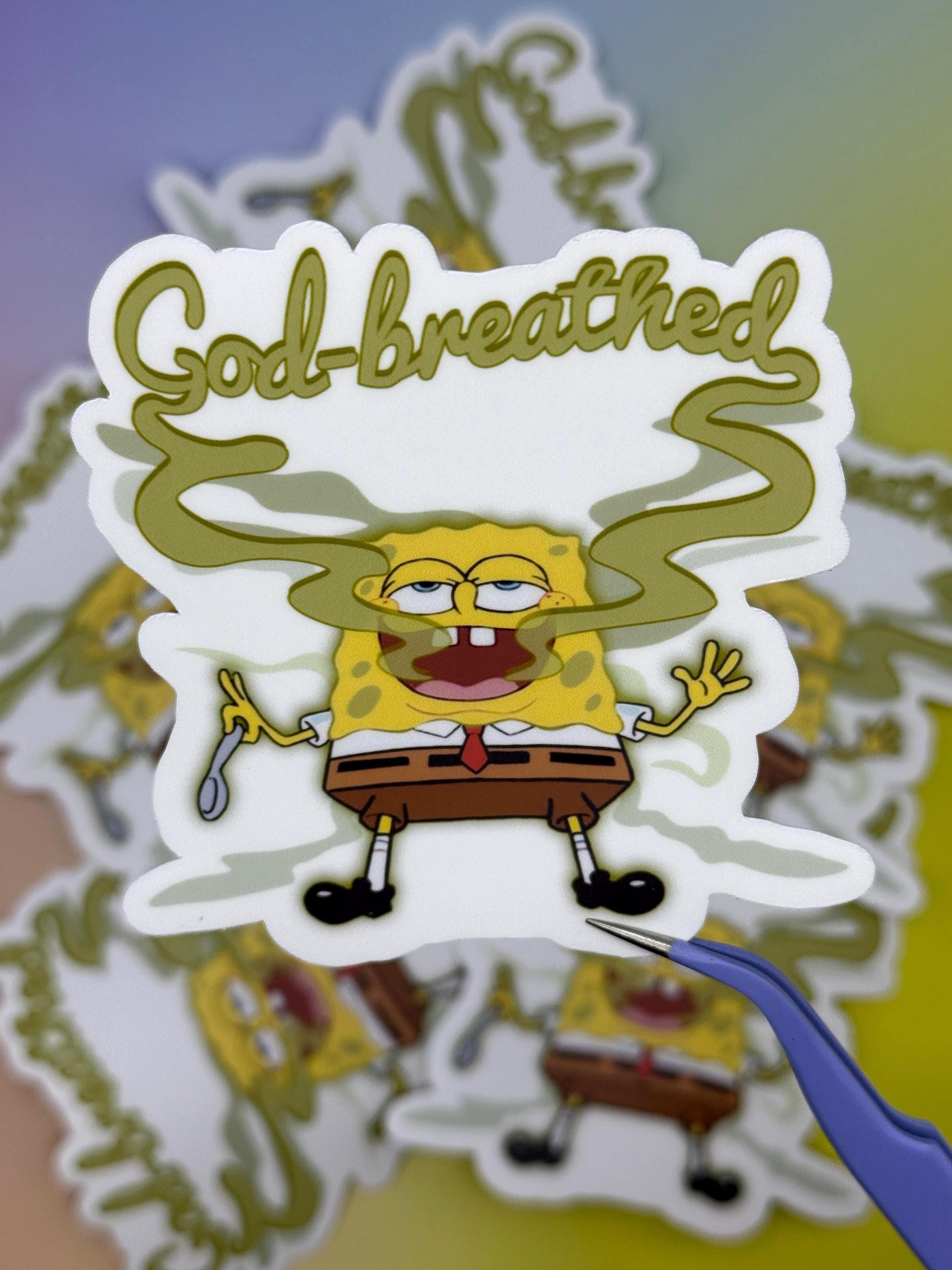 Spongebob God-breathed - matte vinyl sticker