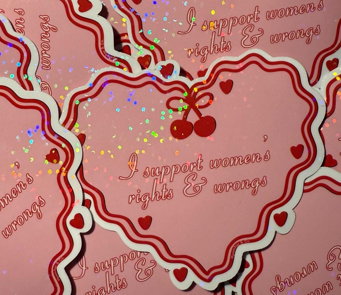 Women's Rights and Wrongs - holographic vinyl sticker