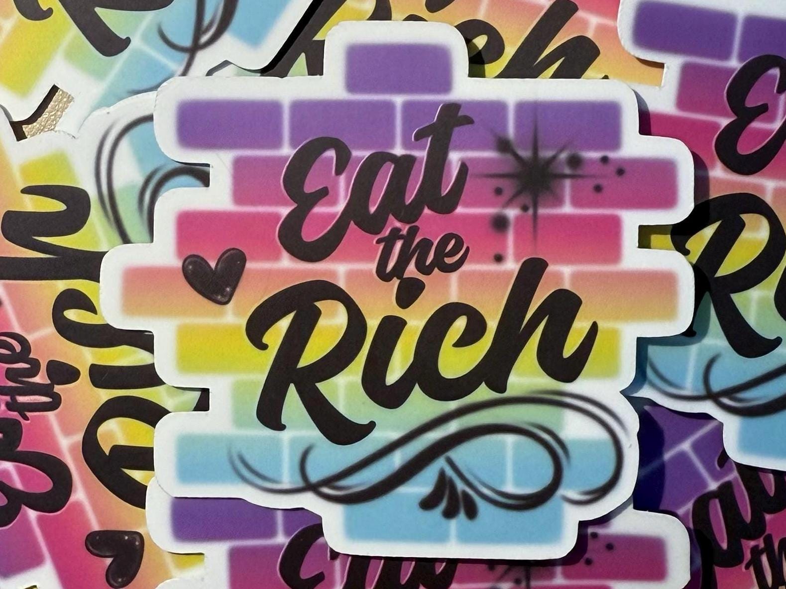 Eat The Rich, Y2K airbrush - matte vinyl sticker