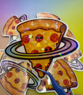 Cosmic Pizza - holographic vinyl sticker