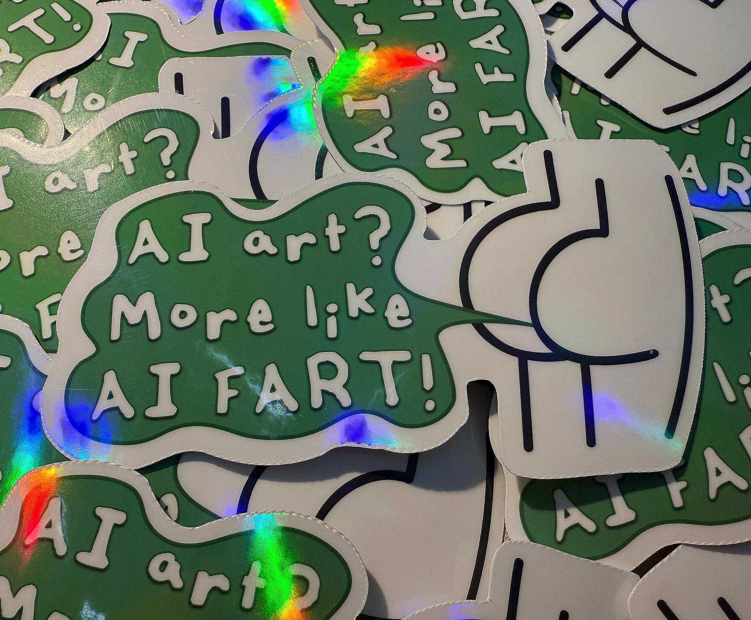 AI Fart Sticker - holographic vinyl sticker